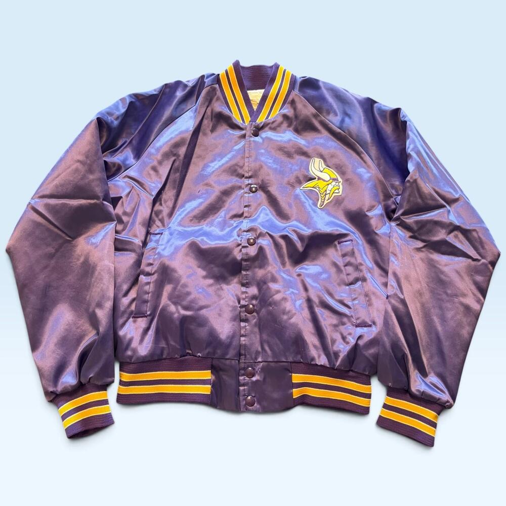 Vintage Minnesota Vikings Jacket Mens Medium Purple NFL Football Chalk Line 80s